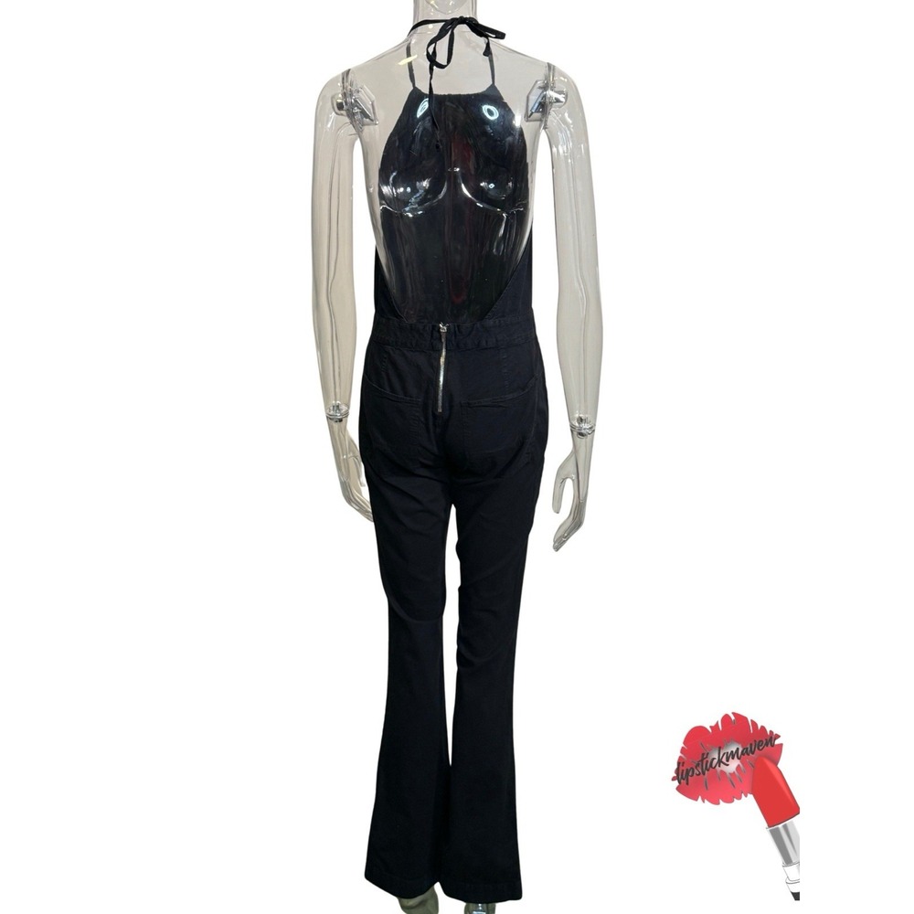 3x1 NYC Jumpsuit Small Black Halter Open Back Minimal Boho Y2K Denim - Picture 2 of 16